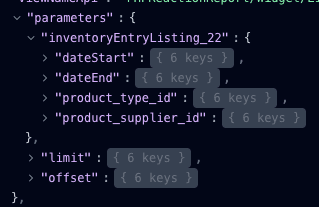 Report filters resolved from the widget metadata API
