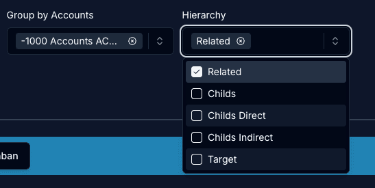 Tree filter with Group by and Hierarchy comboboxes in the filters panel