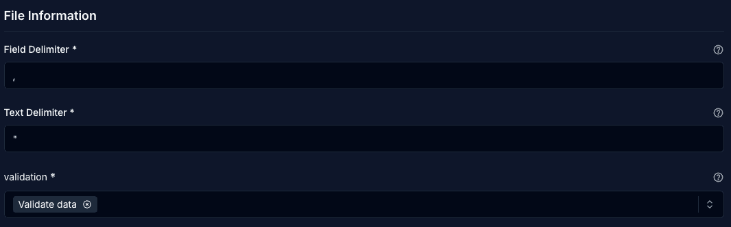 ImportForm options