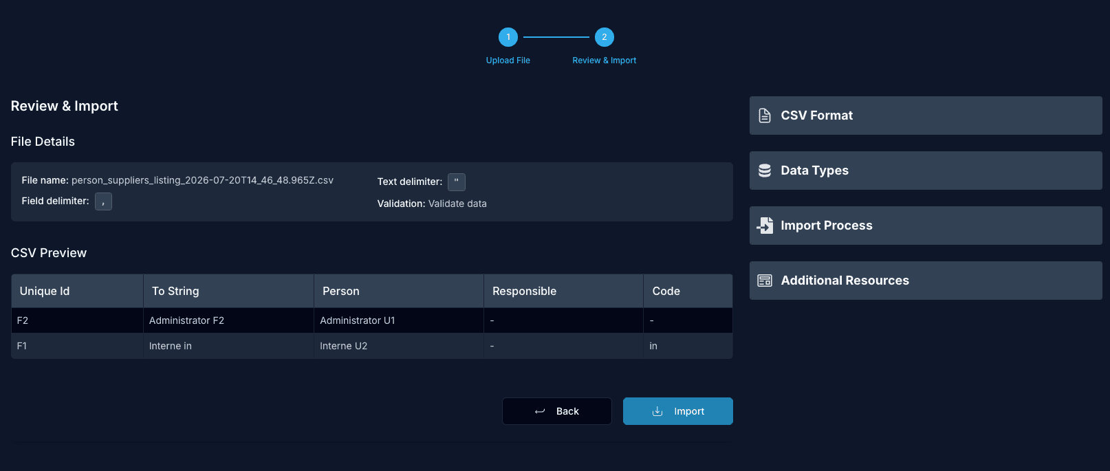 ReviewContainer review step